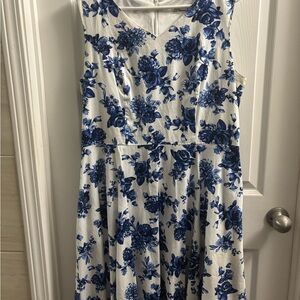 Floral Blue and White Dress